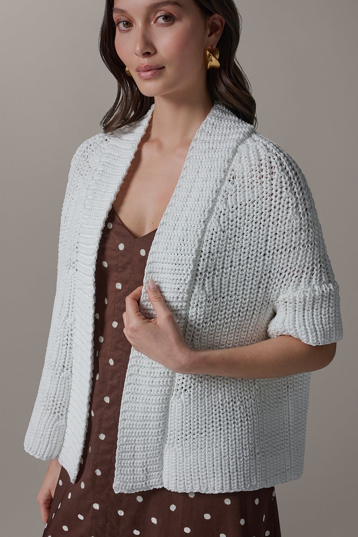 SHORT SLEEVE SWING CARDIGAN