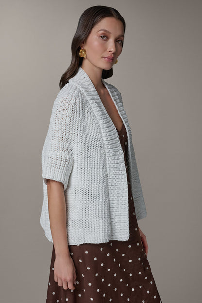 SHORT SLEEVE SWING CARDIGAN