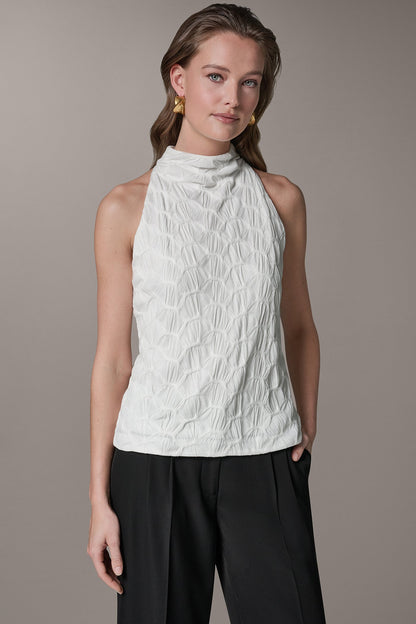 SLEEVELESS MOCK NECK BLOUSE