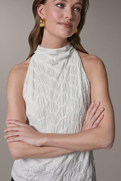 SLEEVELESS MOCK NECK BLOUSE