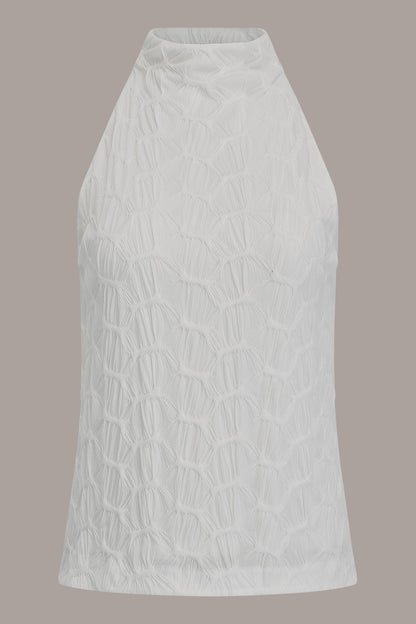 SLEEVELESS MOCK NECK BLOUSE