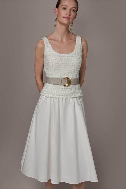 TWEED MIXED MEDIA MIDI TANK DRESS
