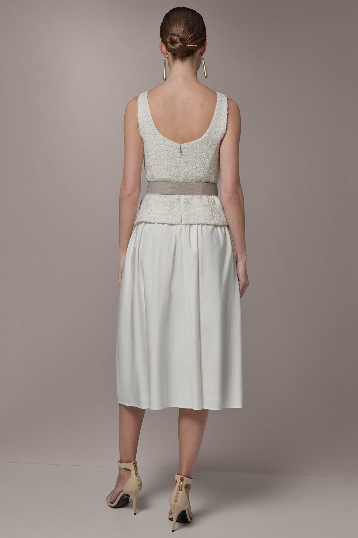 TWEED MIXED MEDIA MIDI TANK DRESS