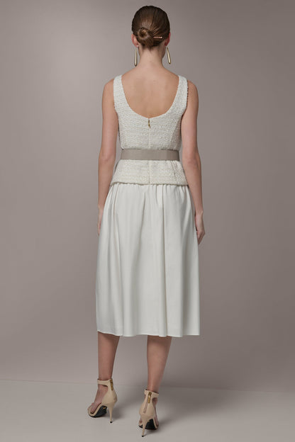 TWEED MIXED MEDIA MIDI TANK DRESS