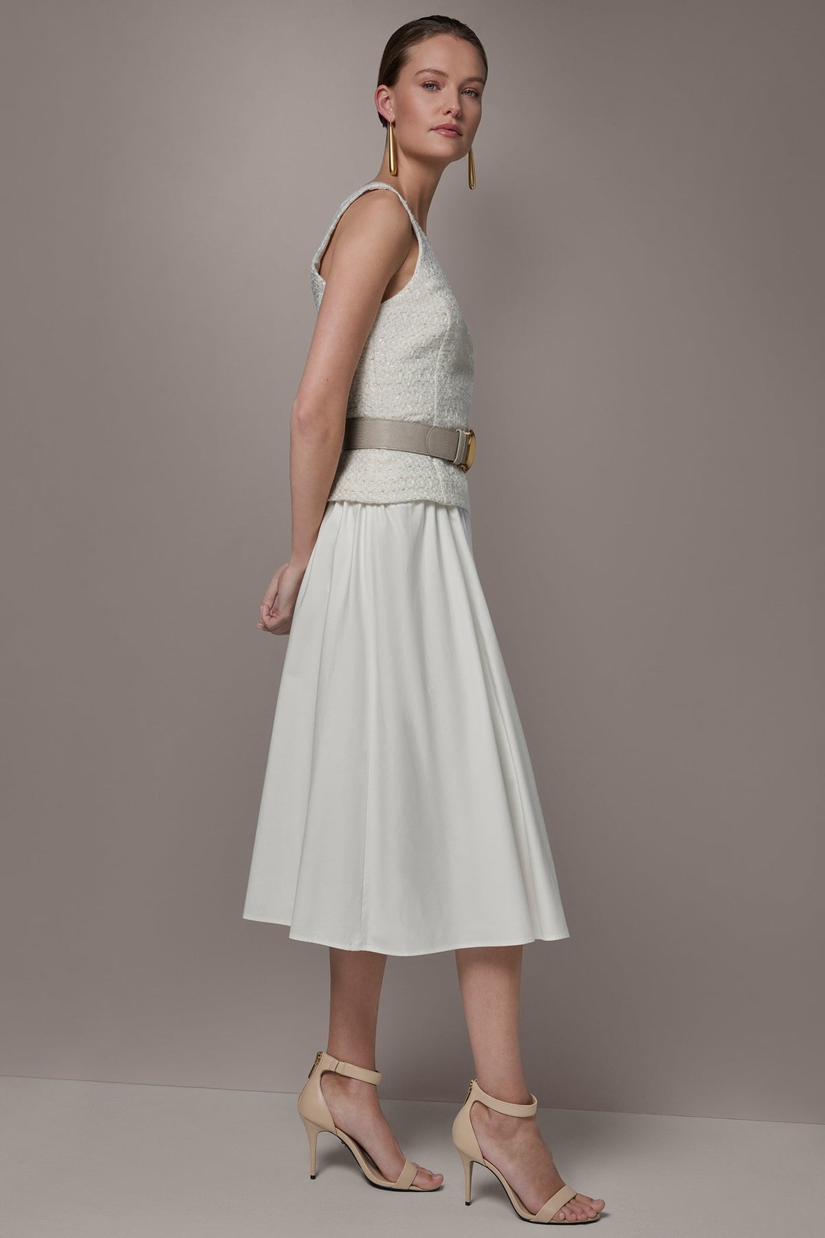 TWEED MIXED MEDIA MIDI TANK DRESS