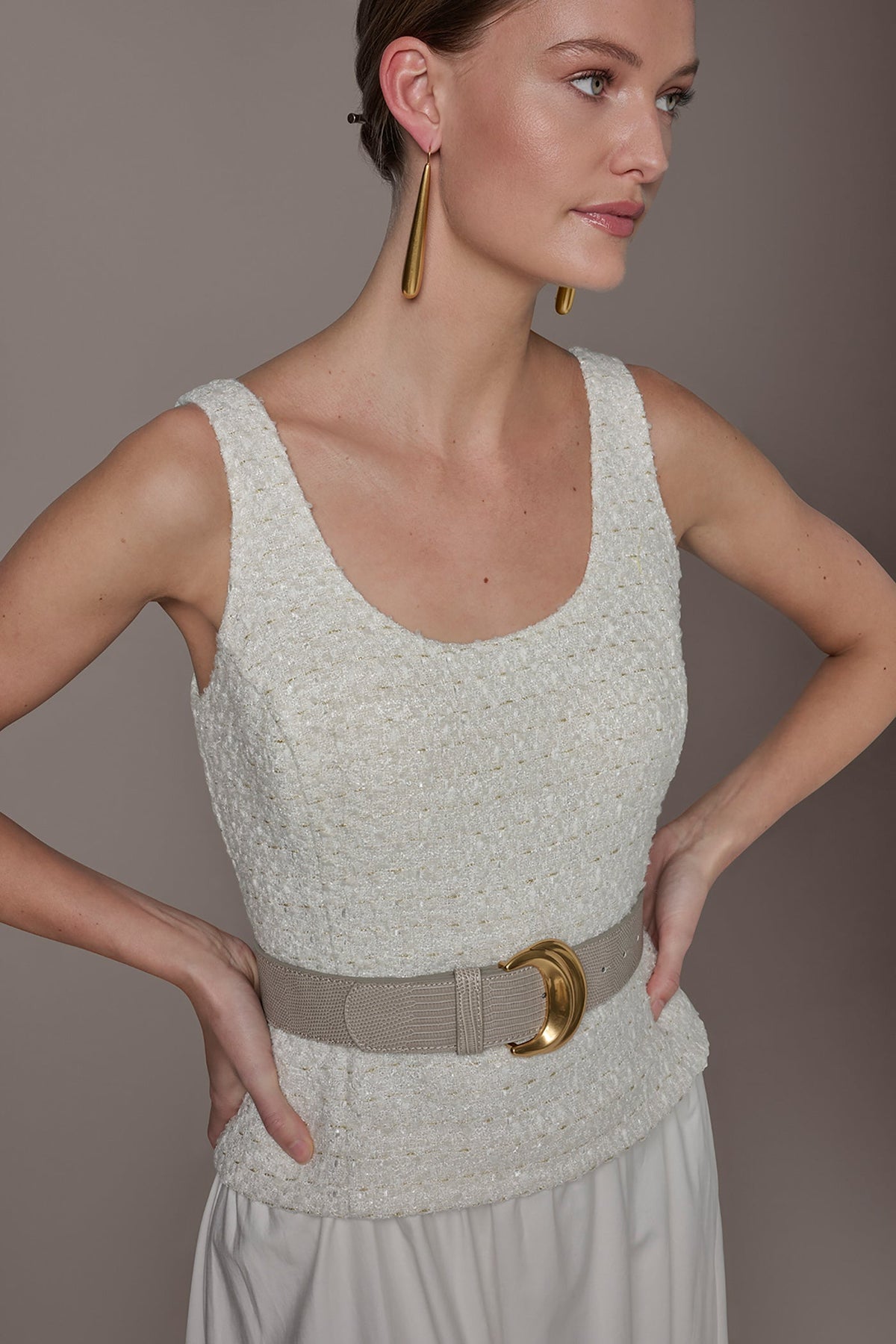 TWEED MIXED MEDIA MIDI TANK DRESS