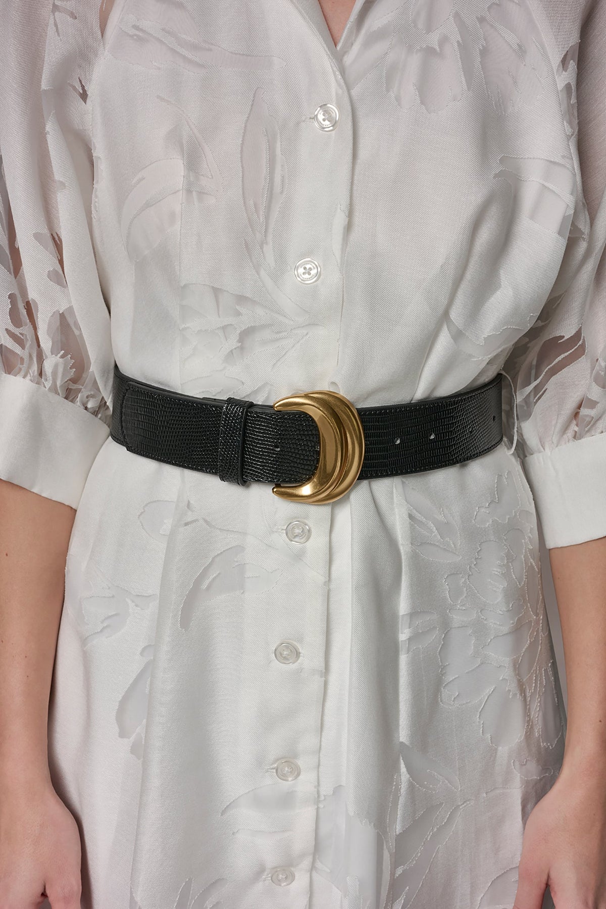 FLORAL-JACQUARD MIDI SHIRT DRESS