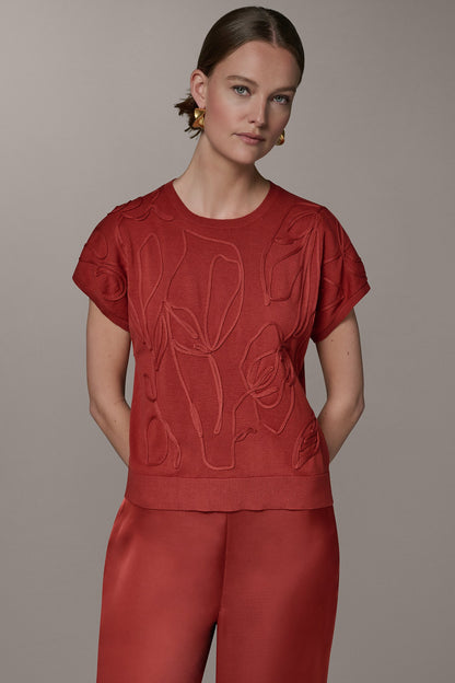SHORT SLEEVE GEOMETRIC SWEATER