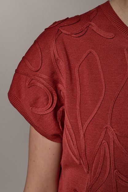 SHORT SLEEVE GEOMETRIC SWEATER