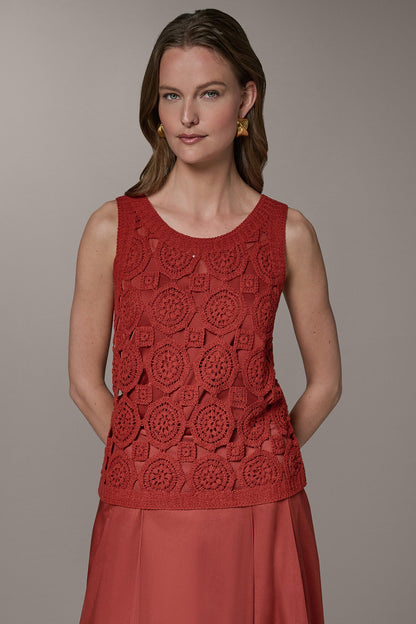 SLEEVELESS CROCHET SHELL