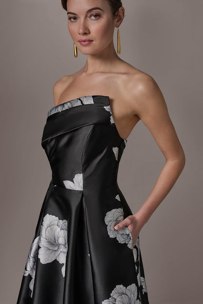 MIKADO FLORAL STRAPLESS BALL GOWN