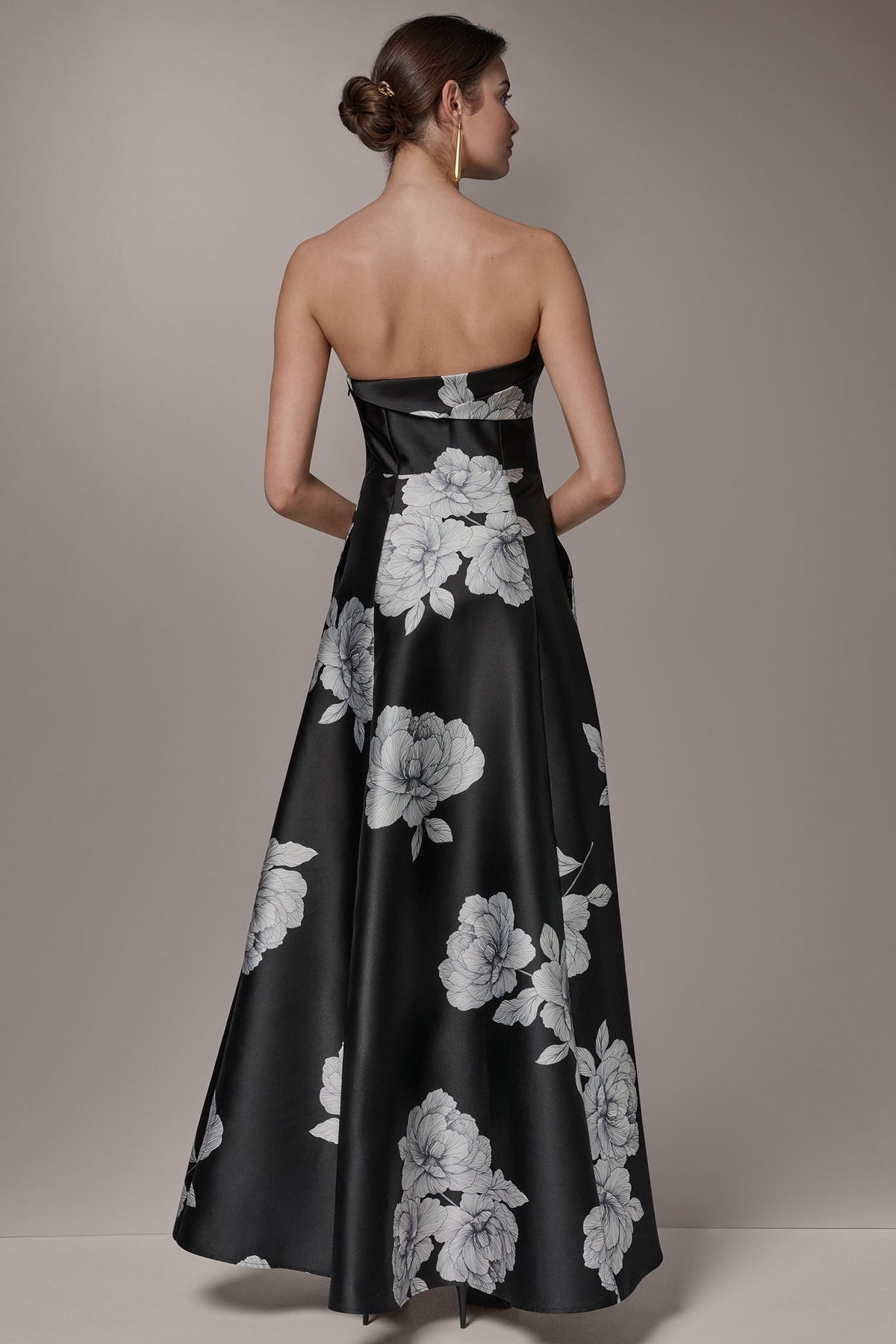MIKADO FLORAL STRAPLESS BALL GOWN