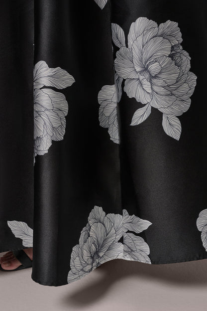MIKADO FLORAL STRAPLESS BALL GOWN