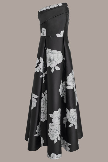 MIKADO FLORAL STRAPLESS BALL GOWN