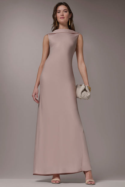 SATIN RUFFLE BACK GOWN