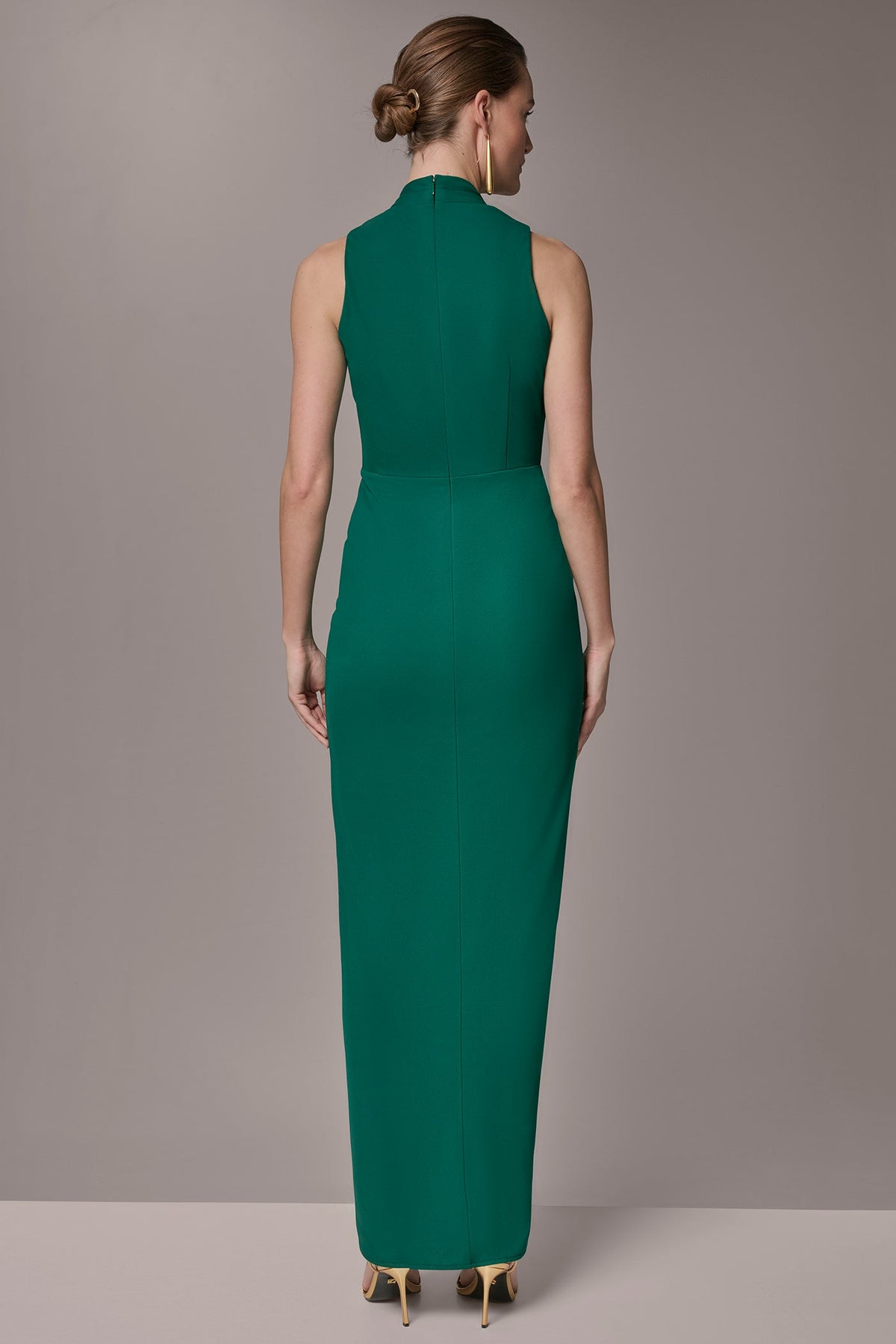 SLEEVELESS WRAP V-NECK GOWN