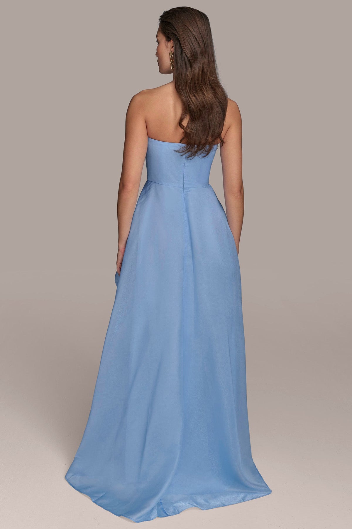 ORGANZA STRAPLESS CASCADING GOWN
