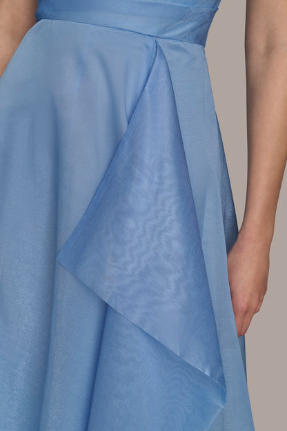 ORGANZA STRAPLESS CASCADING GOWN