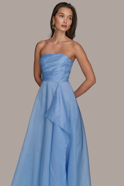 ORGANZA STRAPLESS CASCADING GOWN