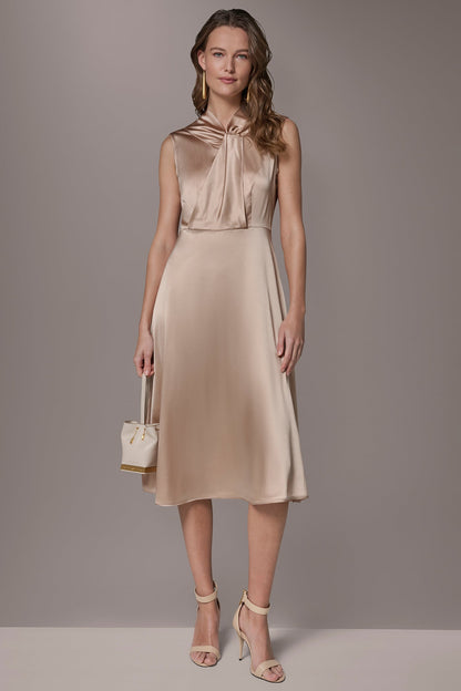 SILK-CHARMEUSE MIDI A-LINE DRESS