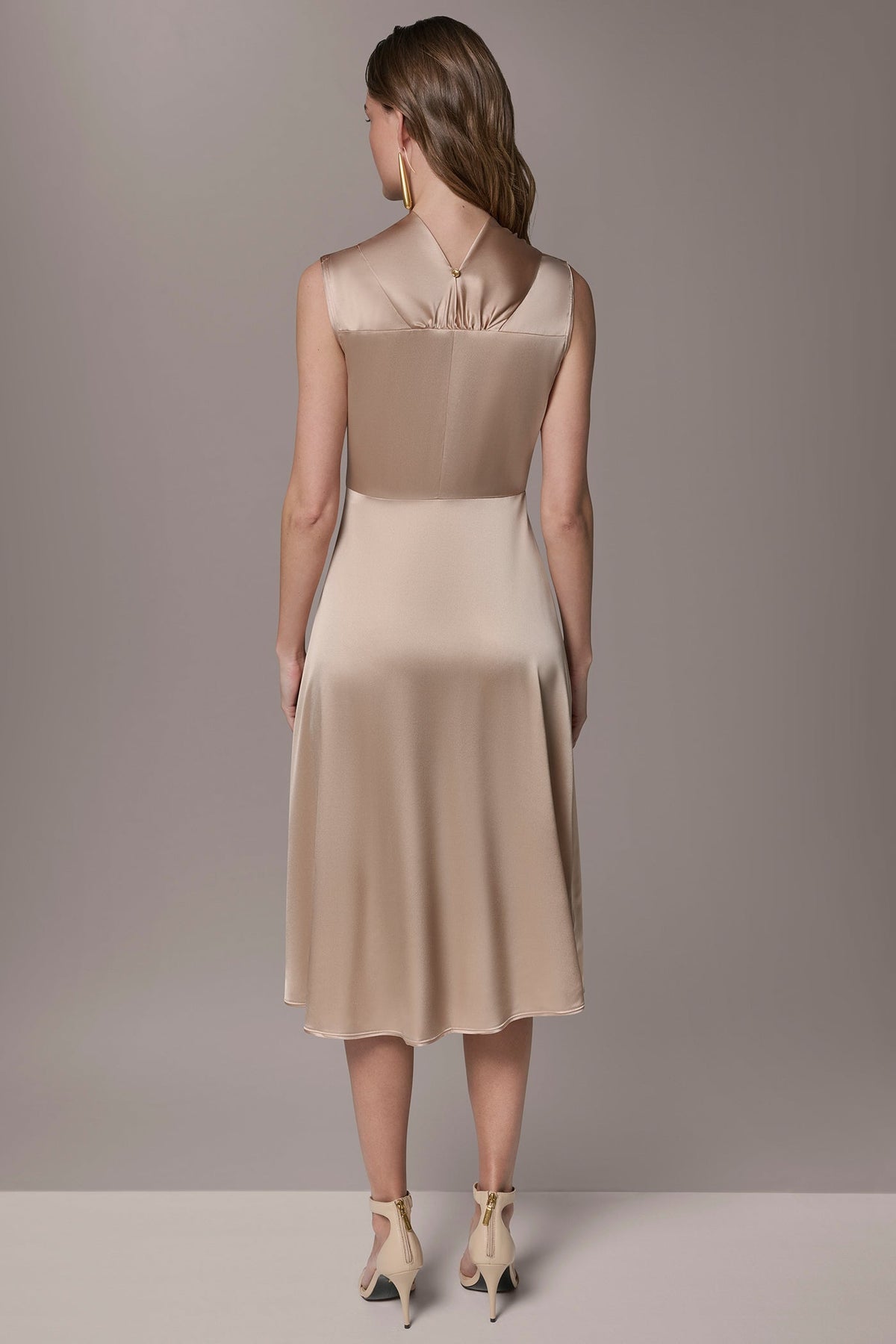 SILK-CHARMEUSE MIDI A-LINE DRESS