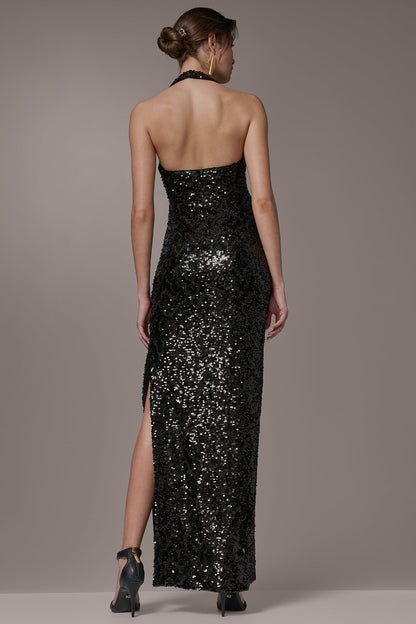 SEQUIN HALTER GOWN