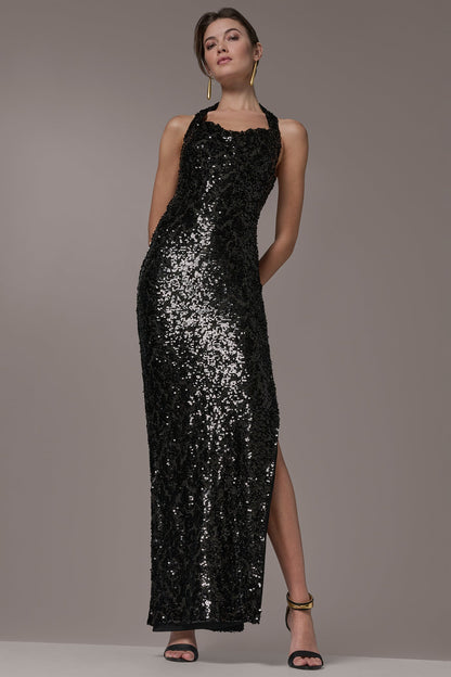 SEQUIN HALTER GOWN