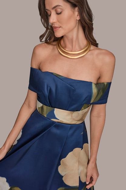 MIKADO FLORAL OFF-THE-SHOULDER BALL GOWN