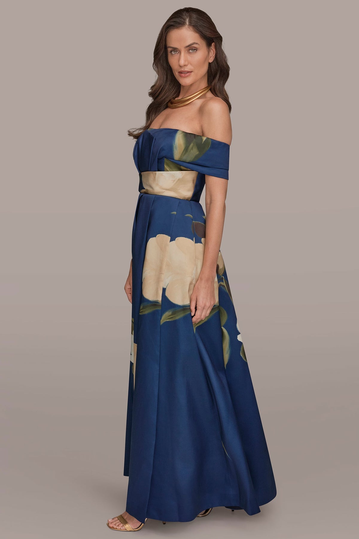 MIKADO FLORAL OFF-THE-SHOULDER BALL GOWN