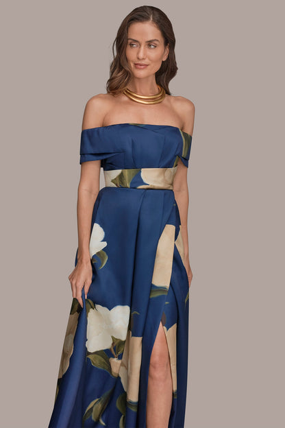 MIKADO FLORAL OFF-THE-SHOULDER BALL GOWN