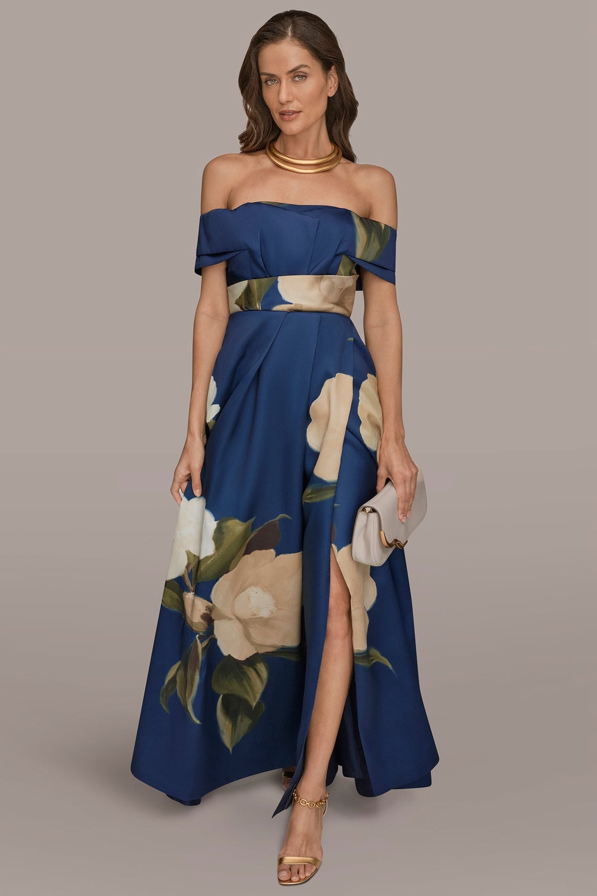 MIKADO FLORAL OFF-THE-SHOULDER BALL GOWN