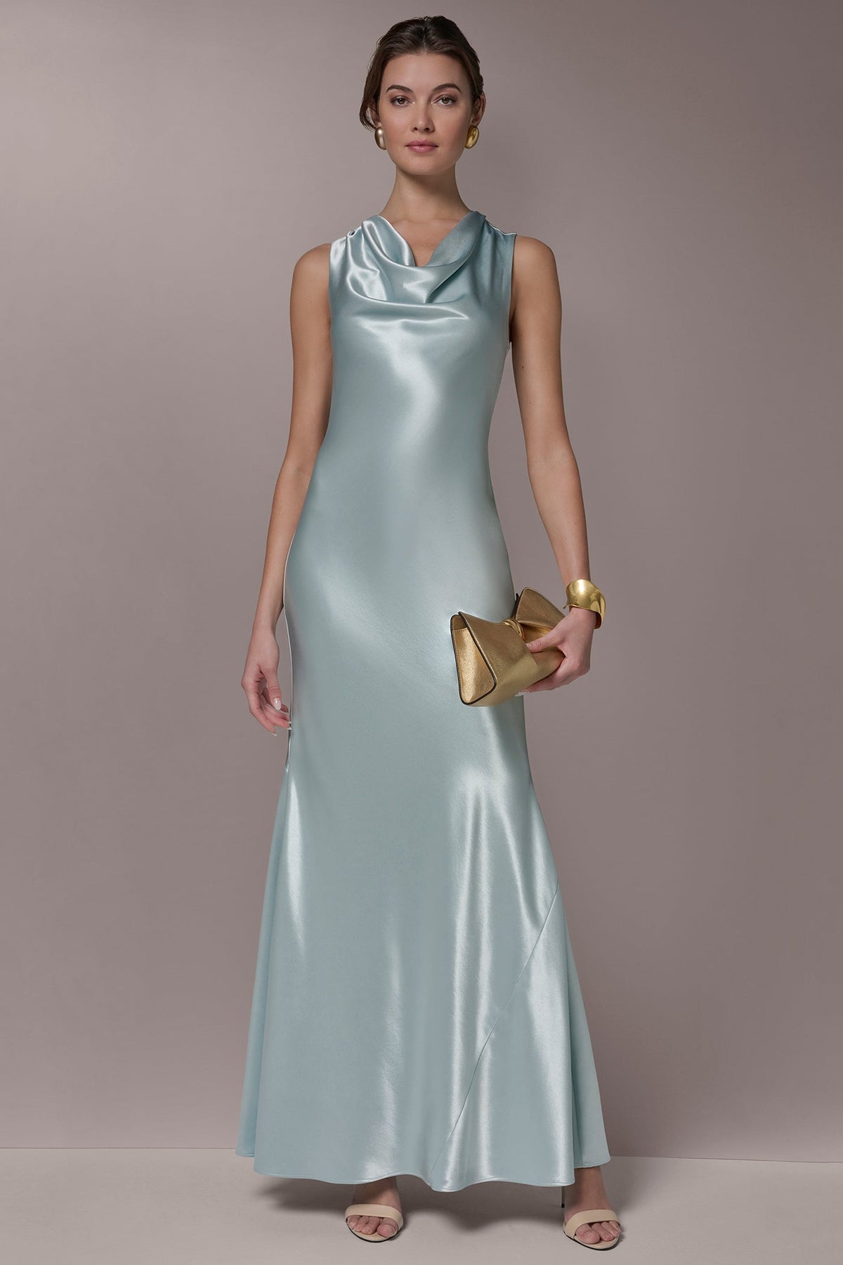 SLEEVELESS COWL-NECK GOWN