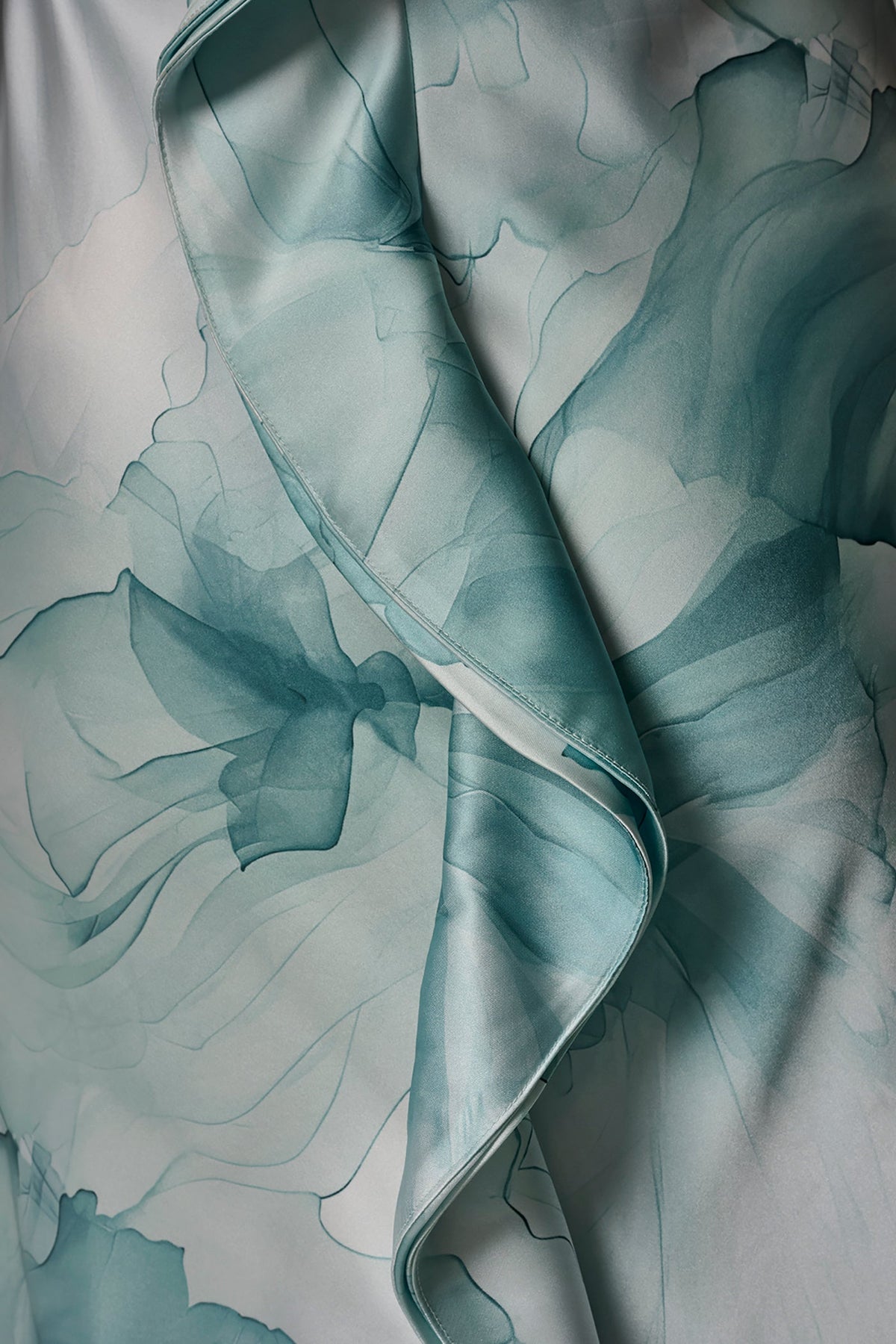 CHARMEUSE FLORAL RUFFLE GOWN
