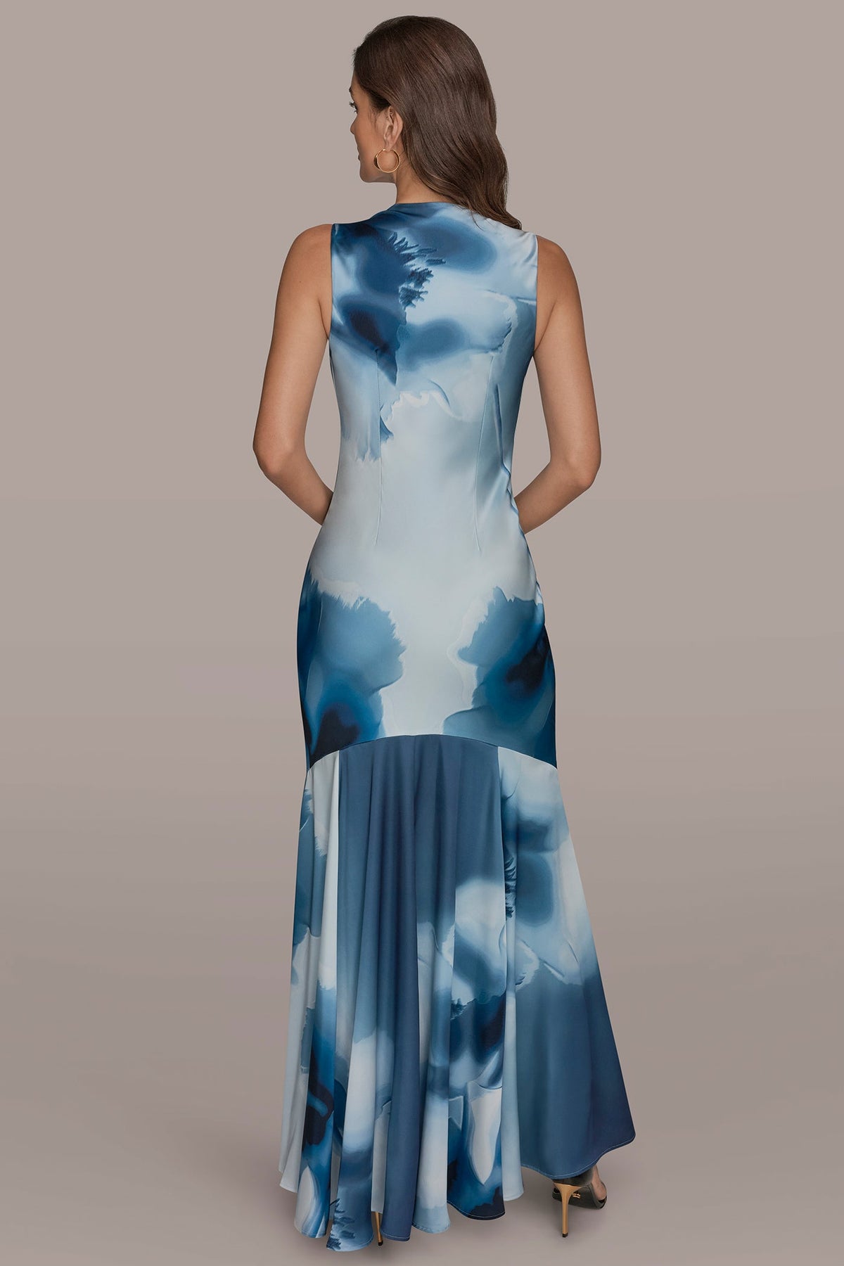 CHARMEUSE SLEEVELESS FLORAL GOWN