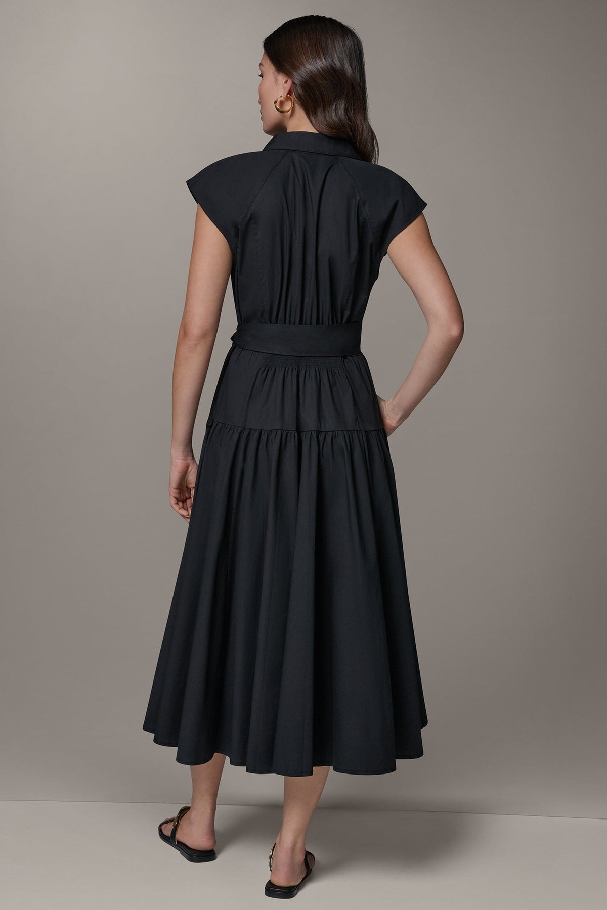 CAP SLEEVE MIDI SHIRT DRESS