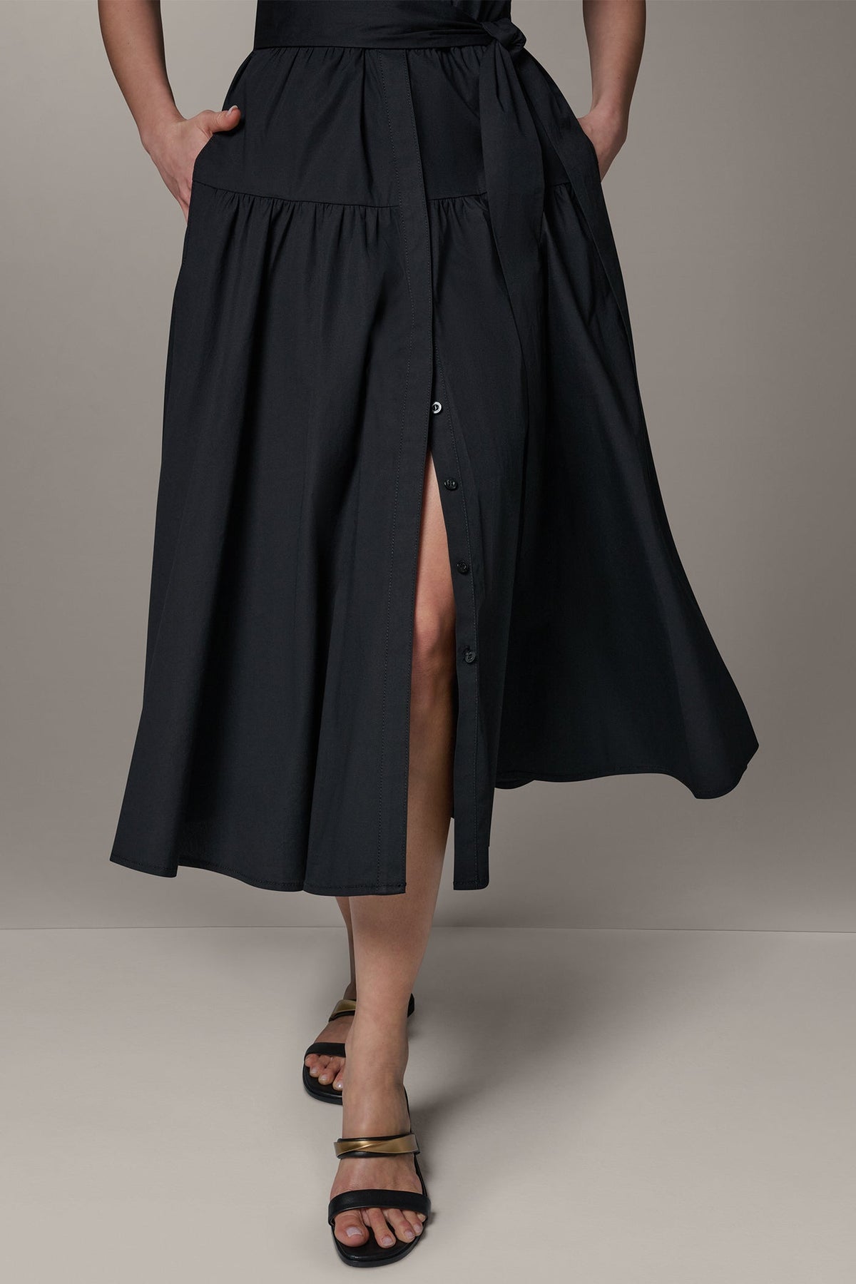CAP SLEEVE MIDI SHIRT DRESS