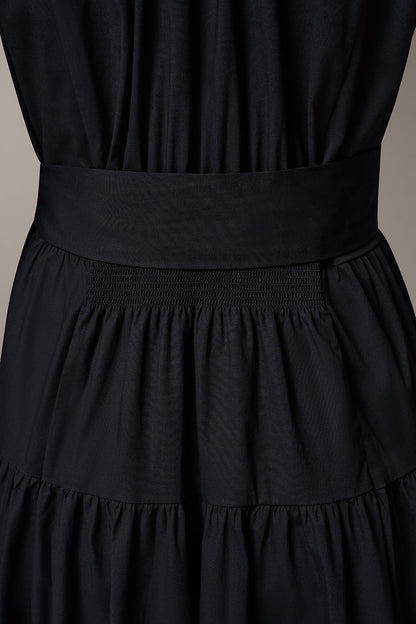 CAP SLEEVE MIDI SHIRT DRESS
