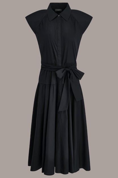 CAP SLEEVE MIDI SHIRT DRESS