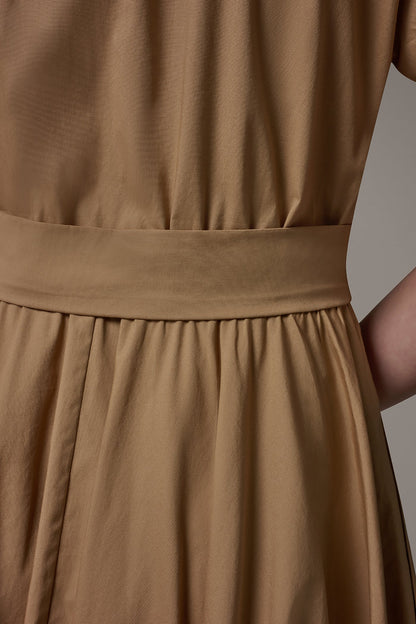 SHORT SLEEVE TIE FRONT MAXI SHIRT DRESS