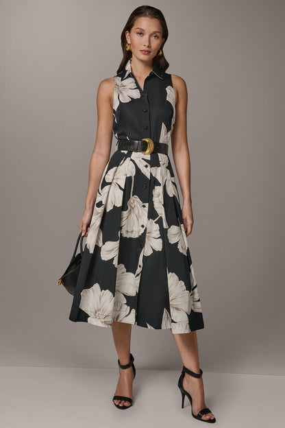 SLEEVELESS MIDI HALTER SHIRT DRESS