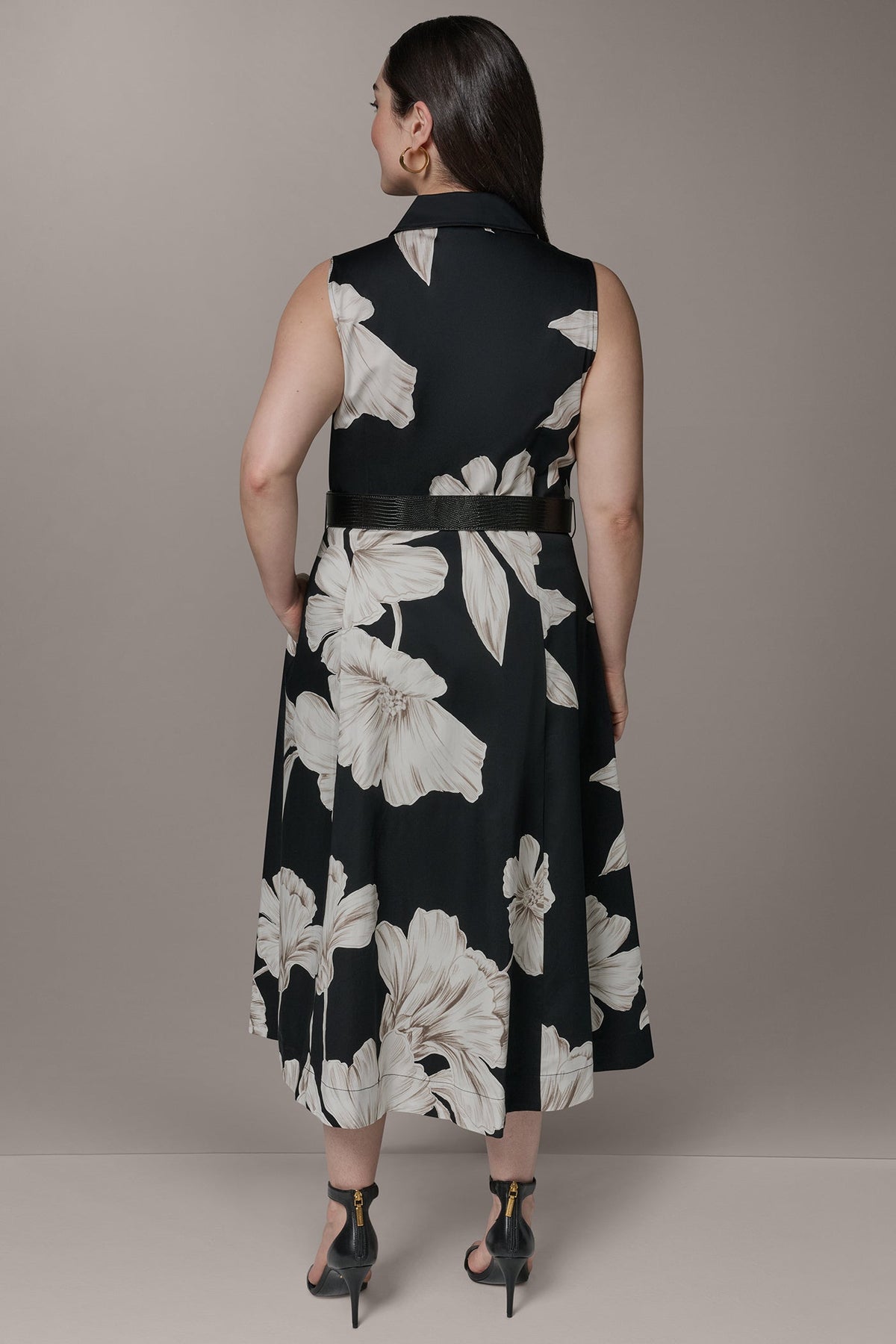 SLEEVELESS MIDI HALTER SHIRT DRESS