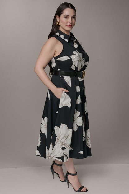 SLEEVELESS MIDI HALTER SHIRT DRESS