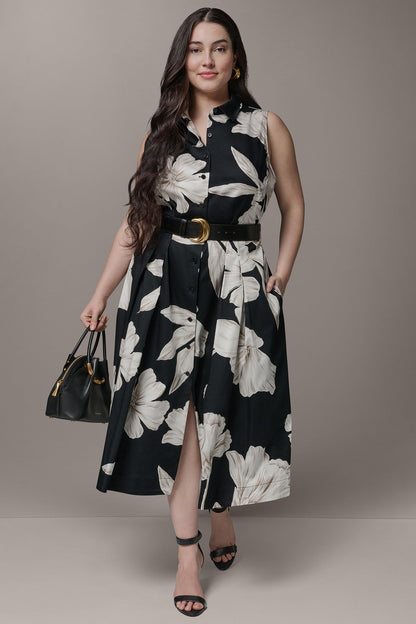 SLEEVELESS MIDI HALTER SHIRT DRESS