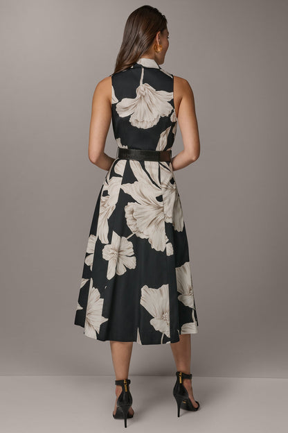 SLEEVELESS MIDI HALTER SHIRT DRESS
