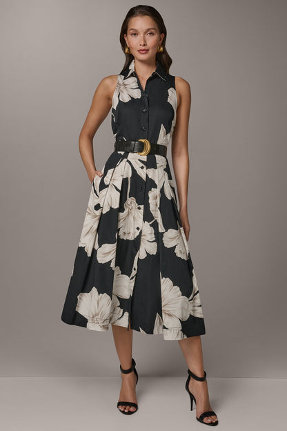 SLEEVELESS MIDI HALTER SHIRT DRESS