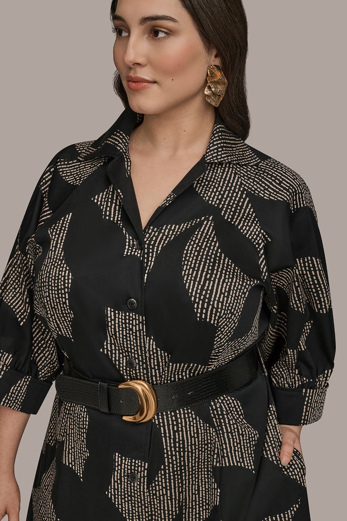 COTTON FLORAL MIDI SHIRT DRESS