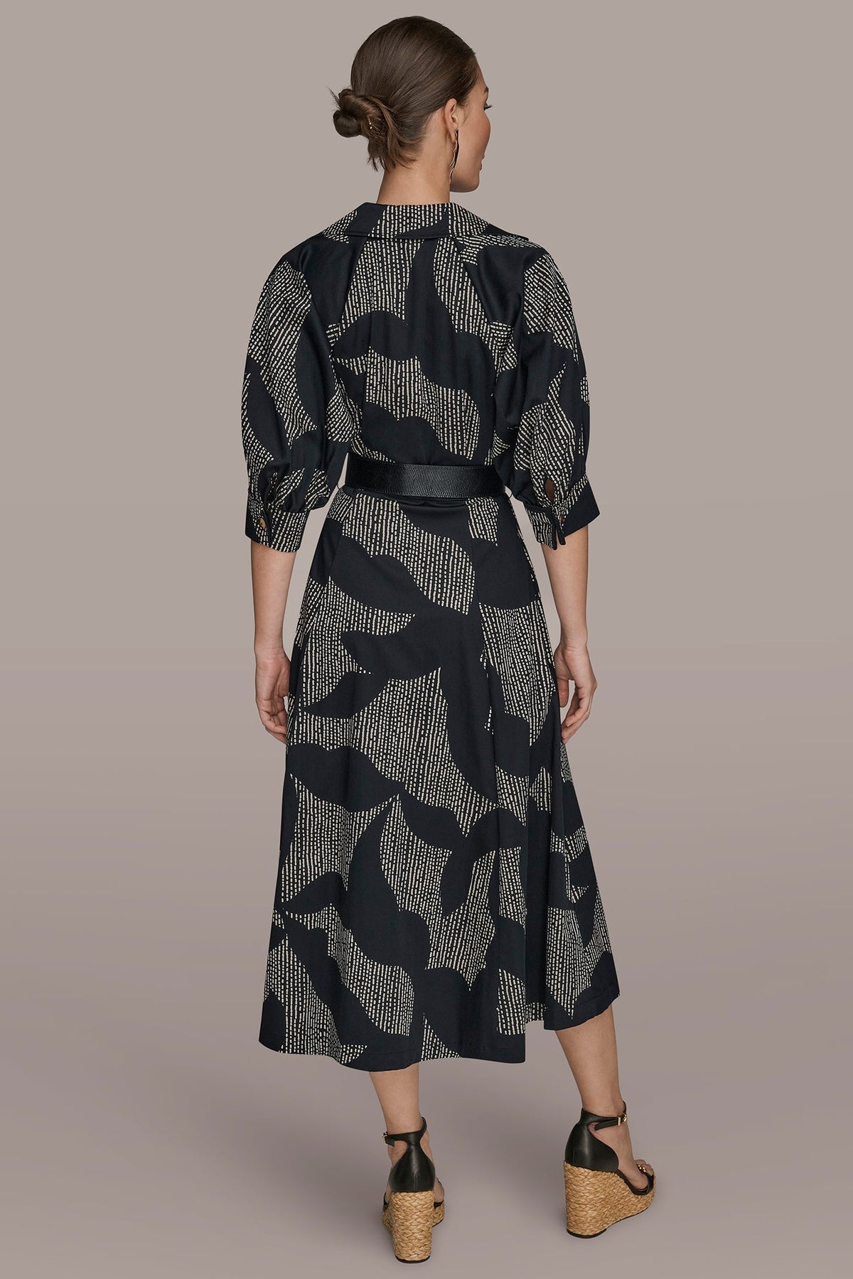 COTTON FLORAL MIDI SHIRT DRESS