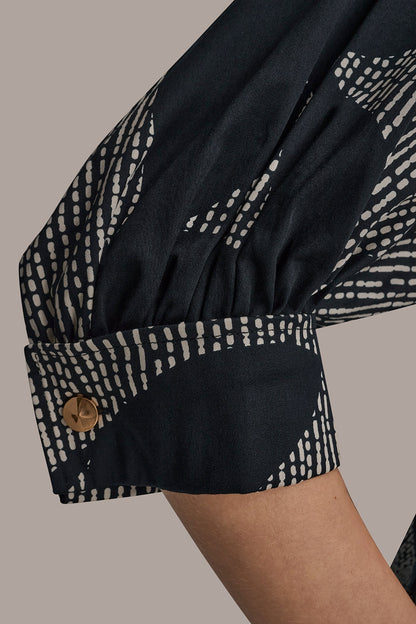 COTTON FLORAL MIDI SHIRT DRESS