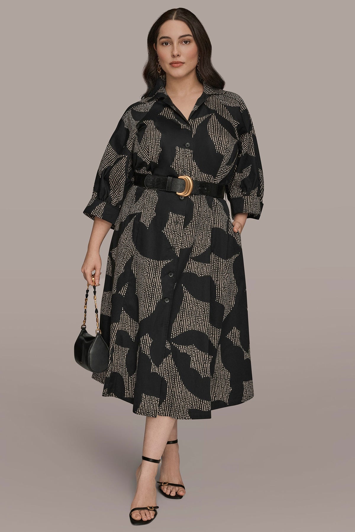 COTTON FLORAL MIDI SHIRT DRESS