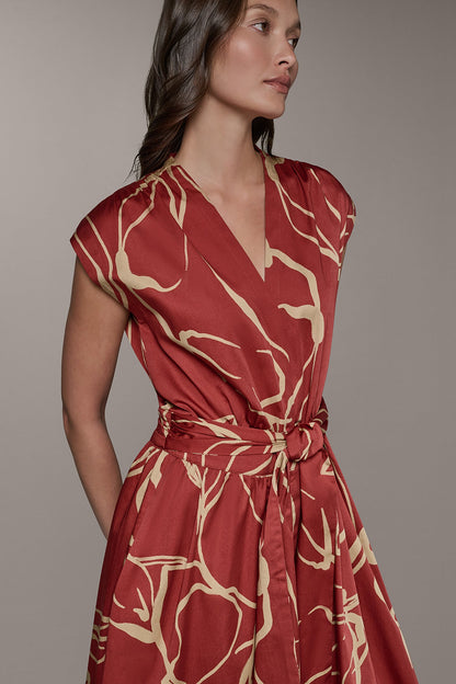 SLEEVELESS PRINT MIDI DRESS